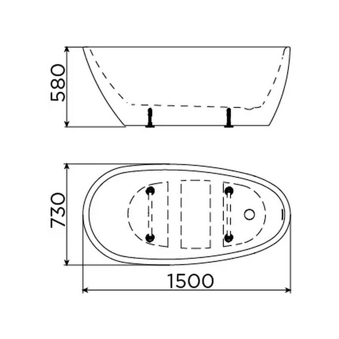 Clou InBe IB0540402 vrijstaand bad 150x73 acryl wit