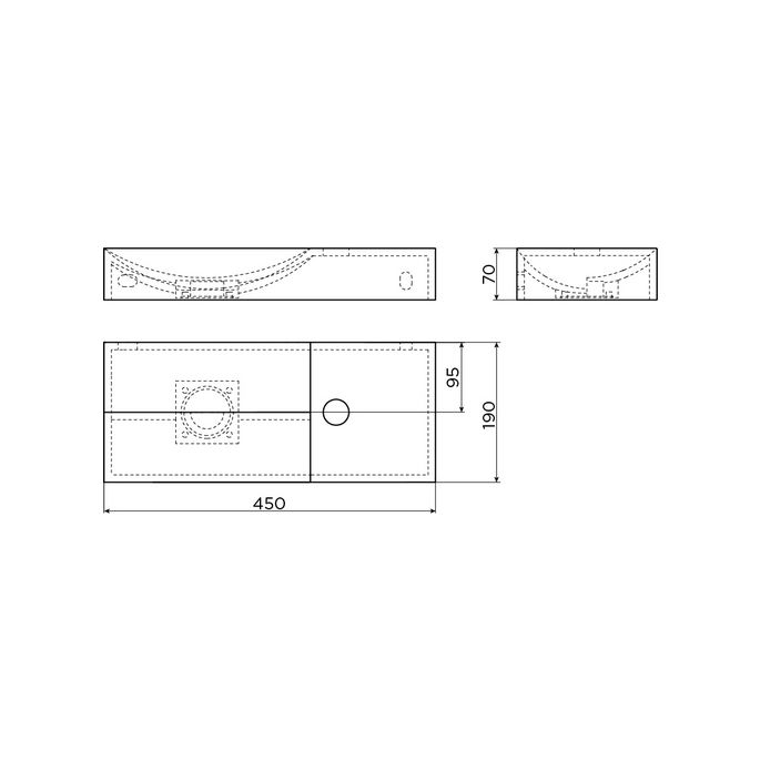 Clou Vale CL030216201R fontein 45x19cm met kraangat rechts mat wit keramiek