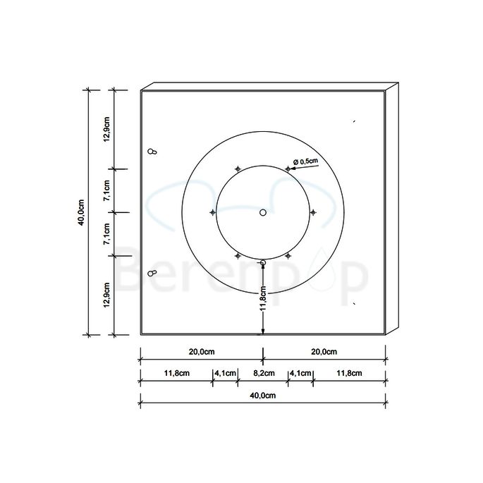 Decor Walther 0218934 CUT 40 N LED wand- plafondlamp 40x40cm geborsteld nikkel
