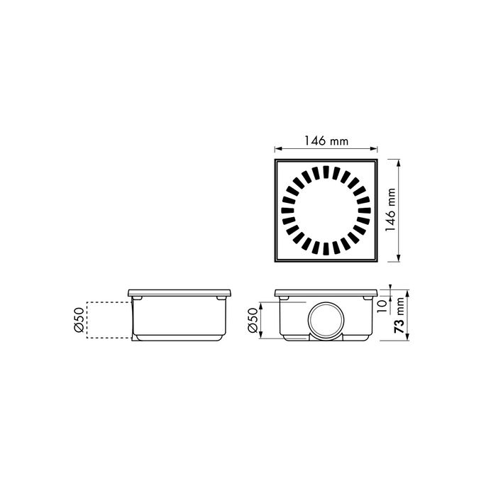 Easy Drain Aqua Compact 50 AQUACOM5015X15 doucheput 15x15cm zijuitloop