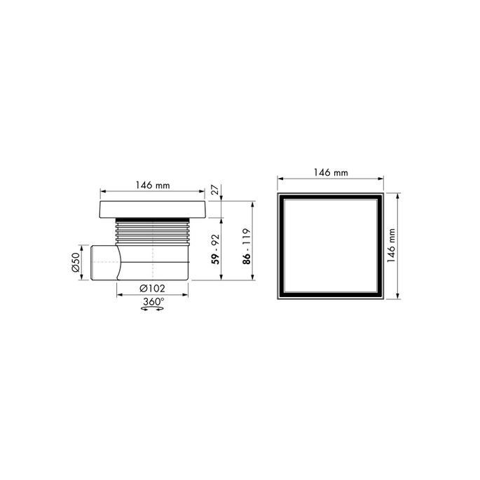 Easy Drain Aqua Quattro Tegel AQUA15X15MSIT doucheput 15x15cm zijuitloop