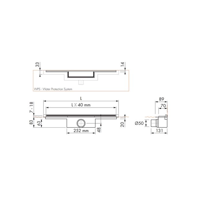 Easy Drain M-line MLINE120050 douchegoot 120cm zijuitloop
