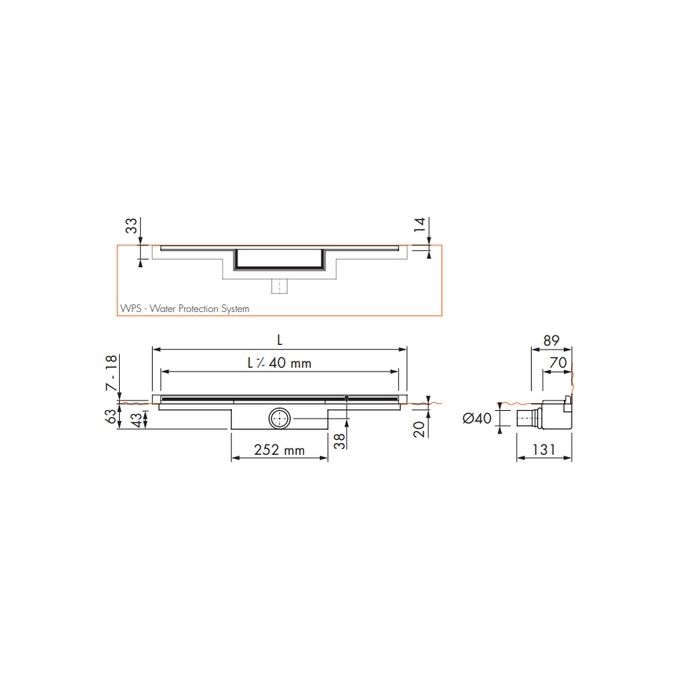 Easy Drain M-line MLINE80030 douchegoot 80cm zijuitloop