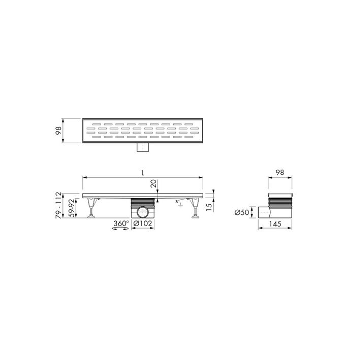 Easy Drain Multi EDM1900 douchegoot 190cm zijuitloop