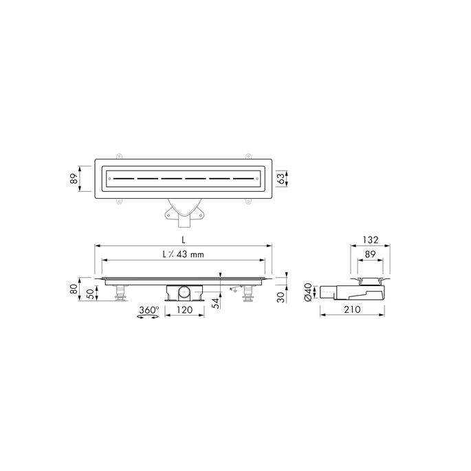 Easy Drain Vinyl EDVINM290035 douchegoot 90cm zijuitloop
