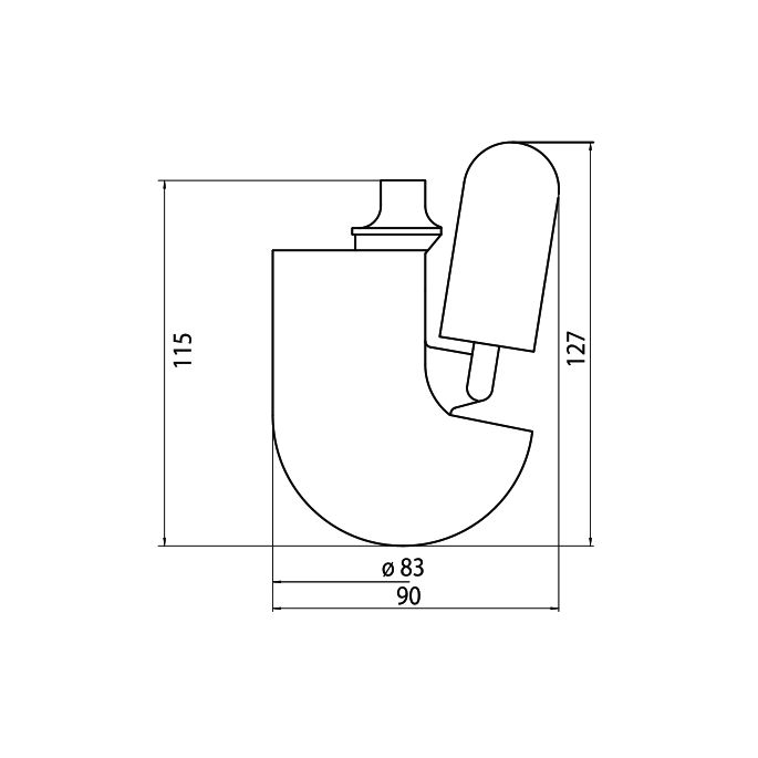 Emco 221500191 borstelkop 90mm wit met steel chroom