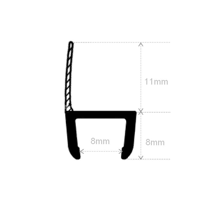 Exa-Lent Universal DS661008 mat zwart doucheprofiel 1 flap (van 11mm) 100cm - 8mm