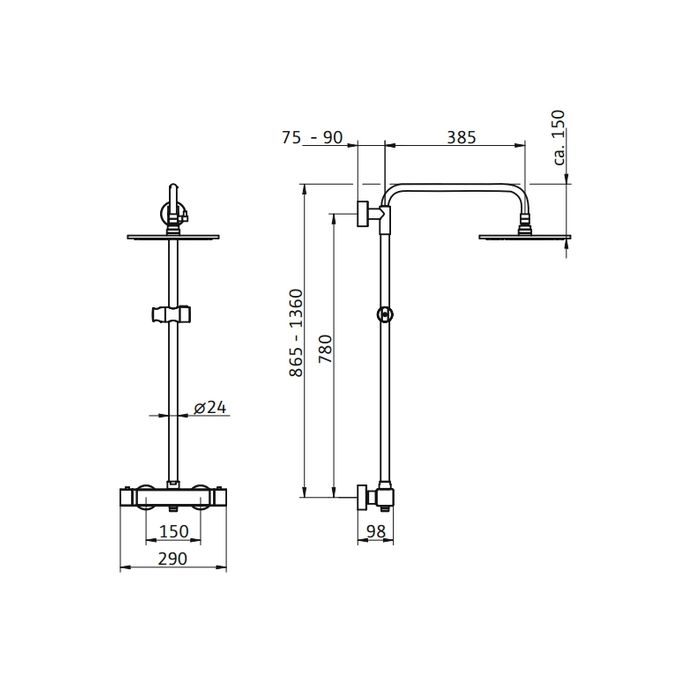 HSK RS 500 1005500 showerset met thermostaat chroom