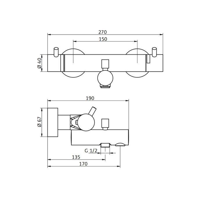 HSK Shower & Co! 1000109 showerset 1.09 rond (badthermostaat + badset) chroom