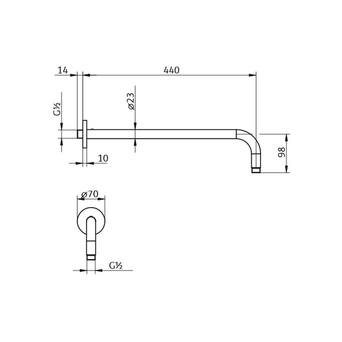 HSK Shower & Co! 1100005 wanduitloop met afdekplaat rond 440mm chroom