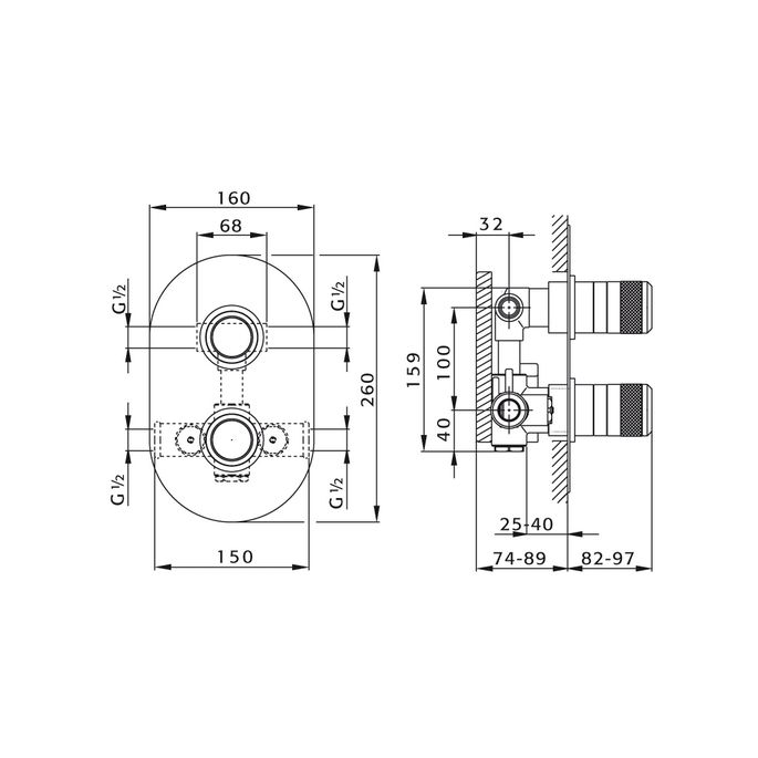 Pure Chronos CH5753 inbouwthermostaat met 2-uitgangen chroom