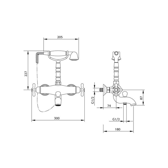 Pure Melrose ME5833 bad thermostaatkraan met handdoucheset chroom
