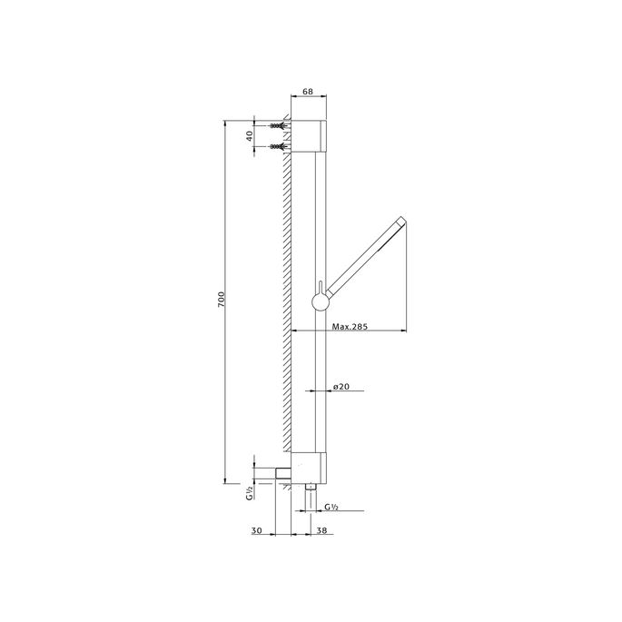 Pure PU5960 glijstangset met geintegreerde inlaat chroom