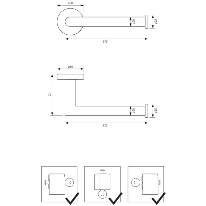 Brauer 5-GM-150 toiletrolhouder gunmetal geborsteld pvd