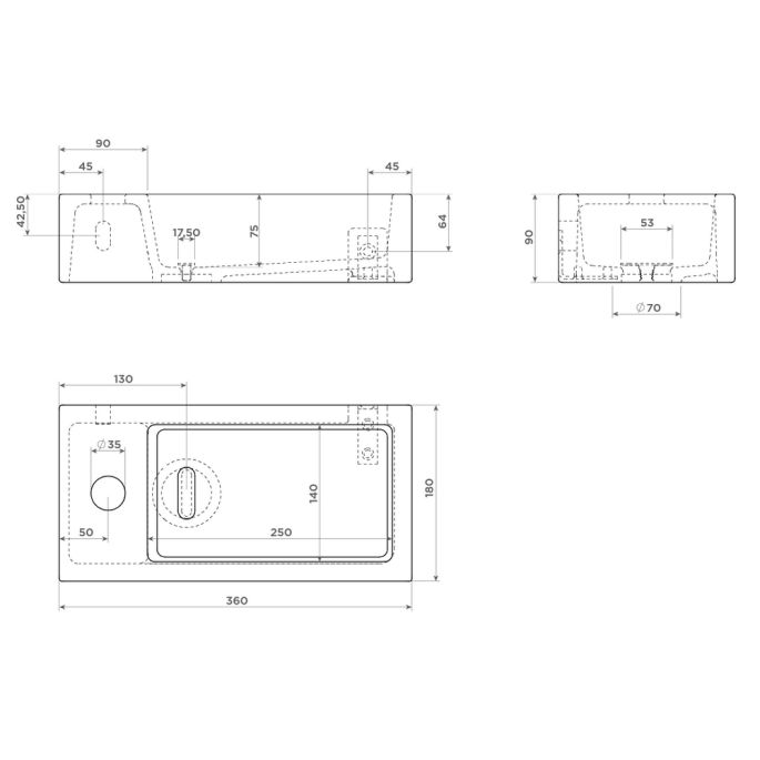 Clou Flush 3 CL0302032 keramiek fontein 36cm mat wit