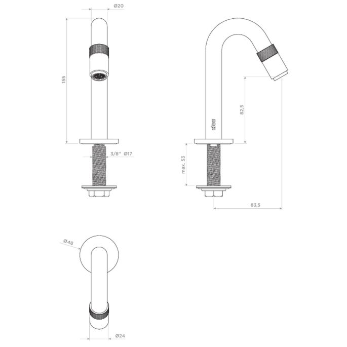 Clou Freddo 9 CL/06.03013.83 fonteinkraan staand brons geborsteld PVD