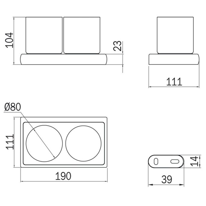 Inda Claire A7110FCR21 wandbekerhouder met twee glazen chroom/ gesatineerd glas