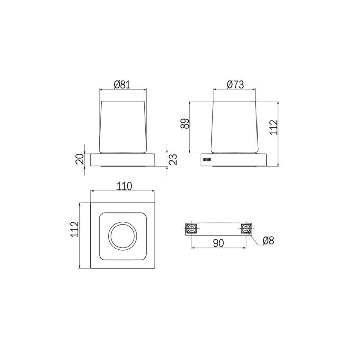Inda Divo A15100GB03 bekerhouder helder glas geborsteld goud
