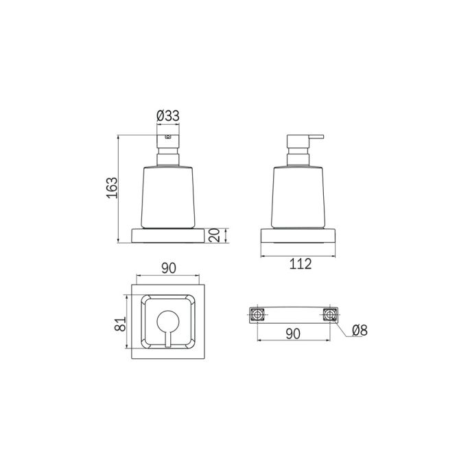 Inda Divo A15120GB03 zeepdispenser helder glas geborsteld goud