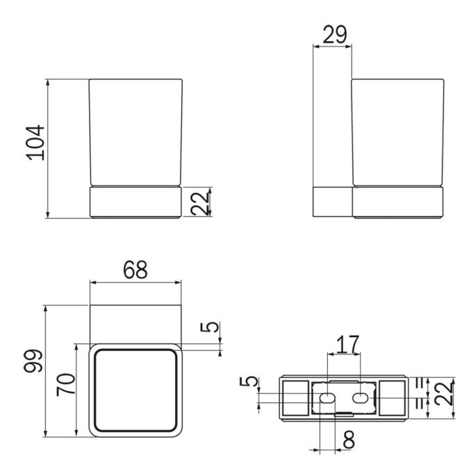 Inda Indissima A88100GB21 bekerhouder geborsteld goud/ gesatineerd glas