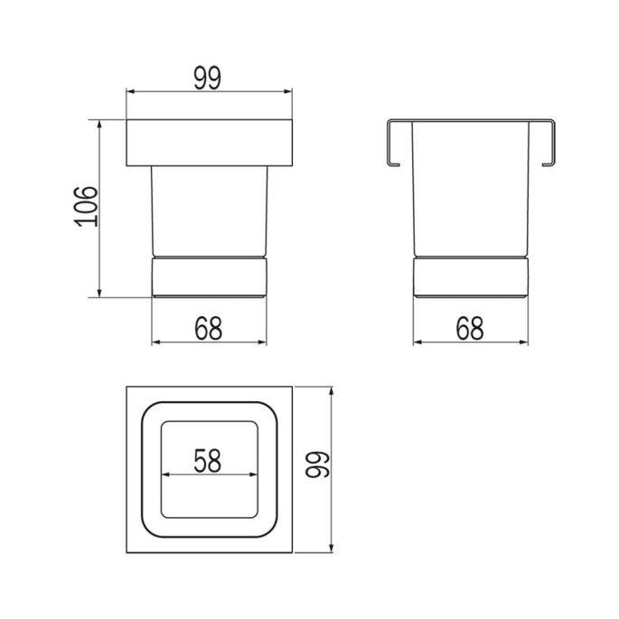 Inda Indissima A8810MNE04 glazen module 100mm mat zwart/ fumé glas