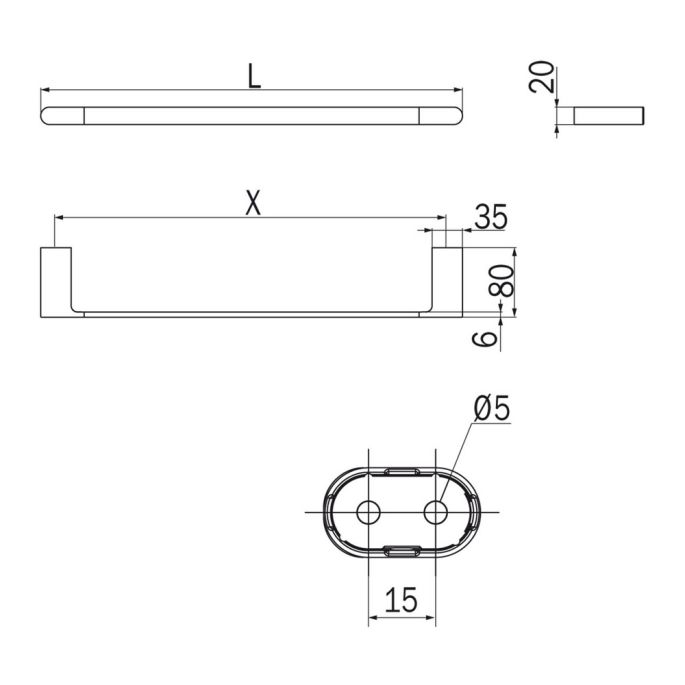 Inda Mito A2018DAC handdoekhouder 84cm geborsteld nikkel