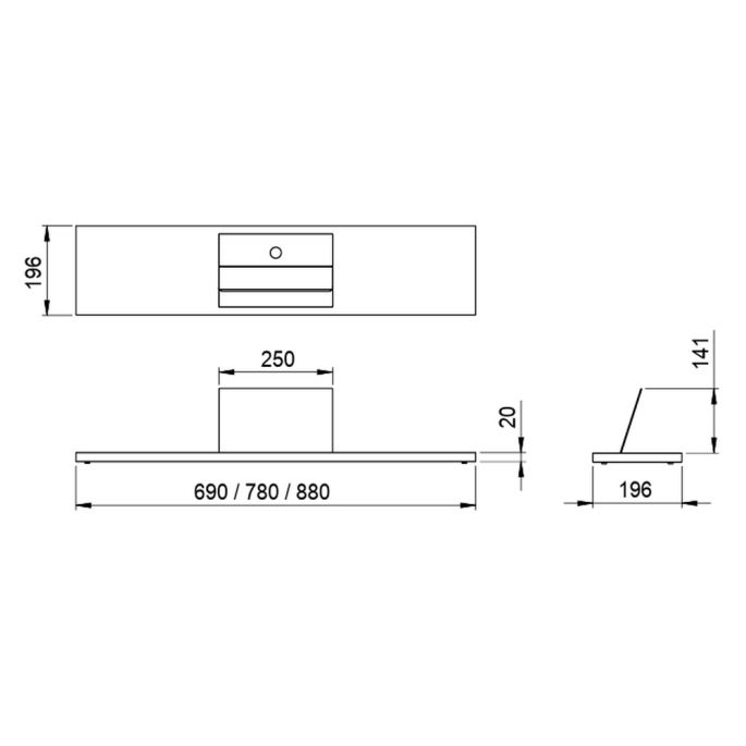 Looox Bath Collection WBSHELFBL69RVS badplank 69 cm massief eiken zwart met inzet geborsteld RVS