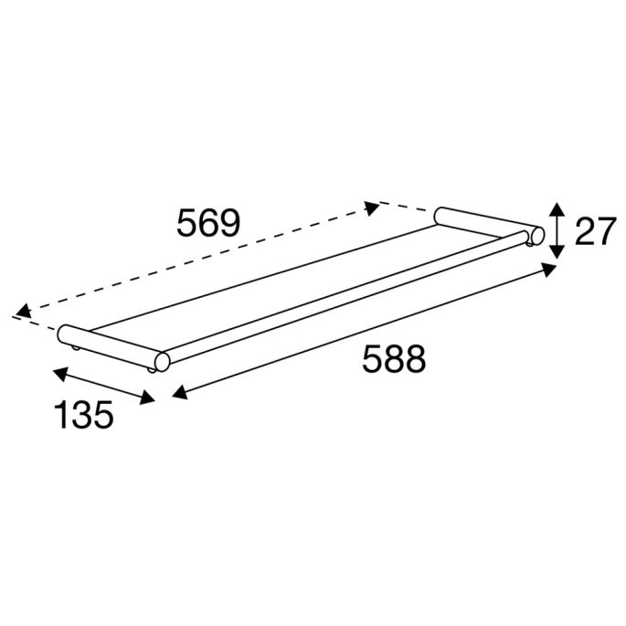 Pressalit Choice Q10400 glazen planchet 588mm glanzend staal