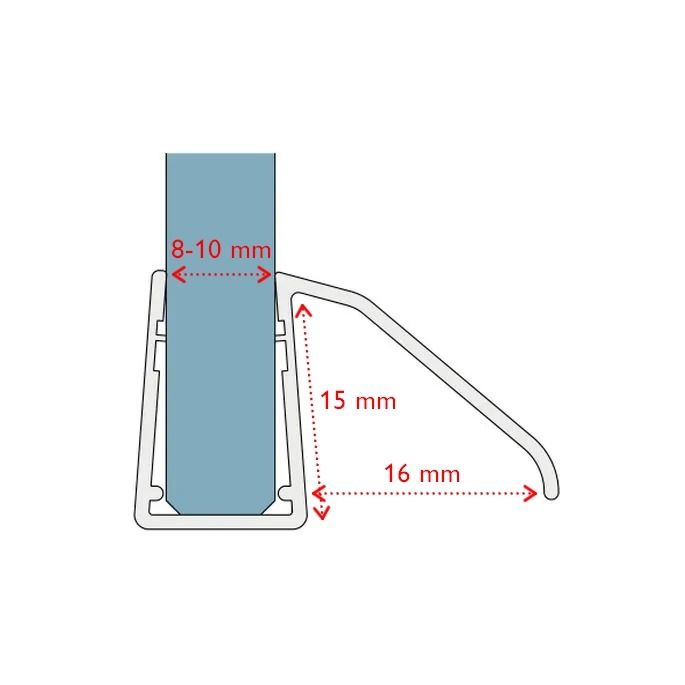 San4U Sealday SD237-100 afdichtprofiel voor onderkant douchedeur, 100cm, 8-10mm