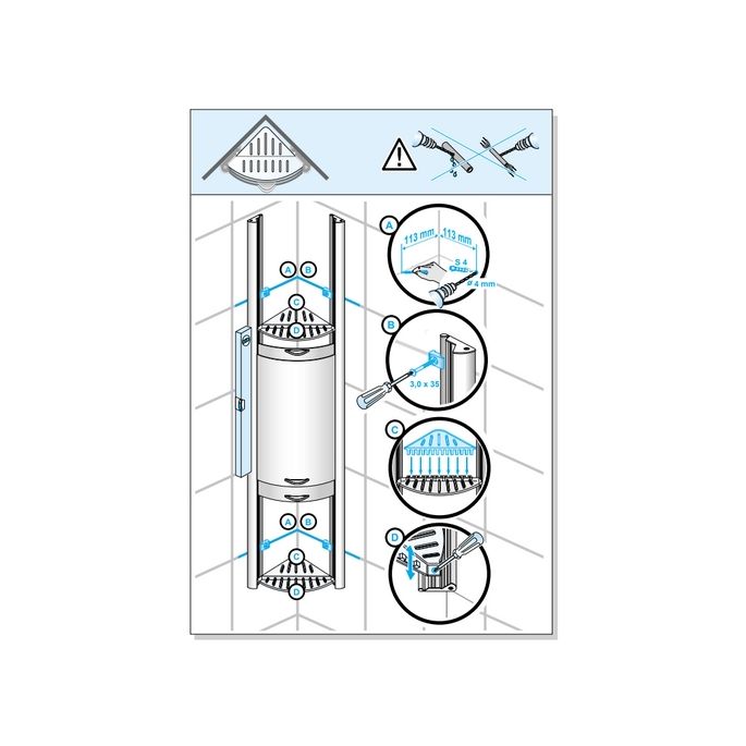 Duscholux Showerbox 950.818020.070 opbergkastje mat zilver, met 2 schuifelementen wit en grijs, 57cm