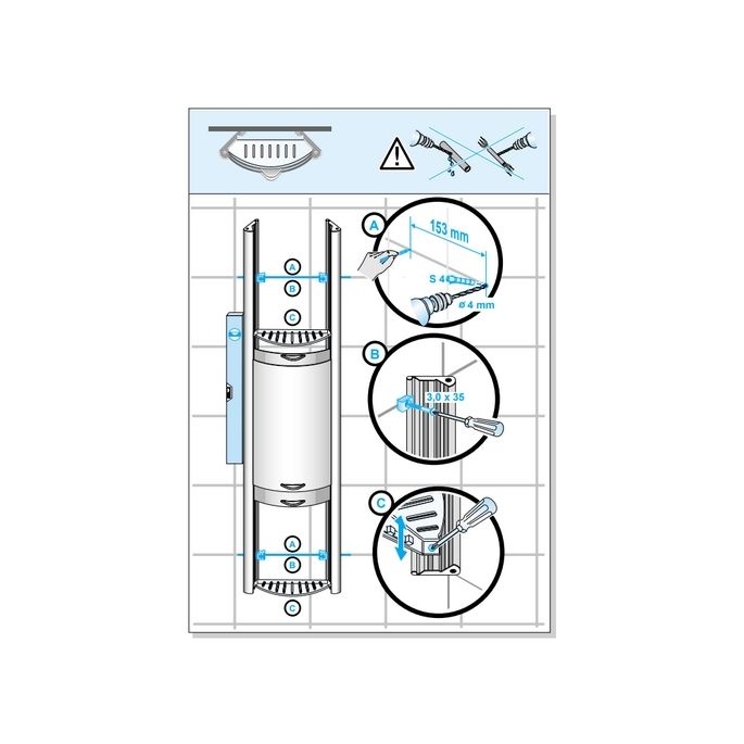 Duscholux Showerbox 950.818030.070 opbergkastje mat zilver, met 3 schuifelementen 2x wit en 1x grijs, 85cm