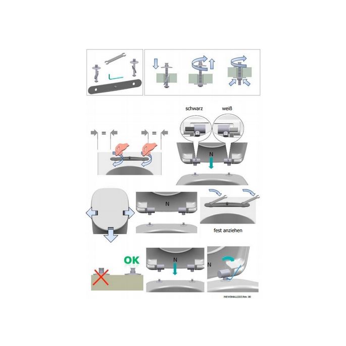 Ideal Standard Tonic K7313AA set van 2 scharnieren roestvrij staal (voor toiletzitting K706101 tot December 2010) *niet meer leverbaar*