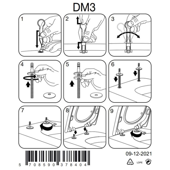 Pressalit 300+ DM3999 vast scharnier, top montage chroom (set van 2)