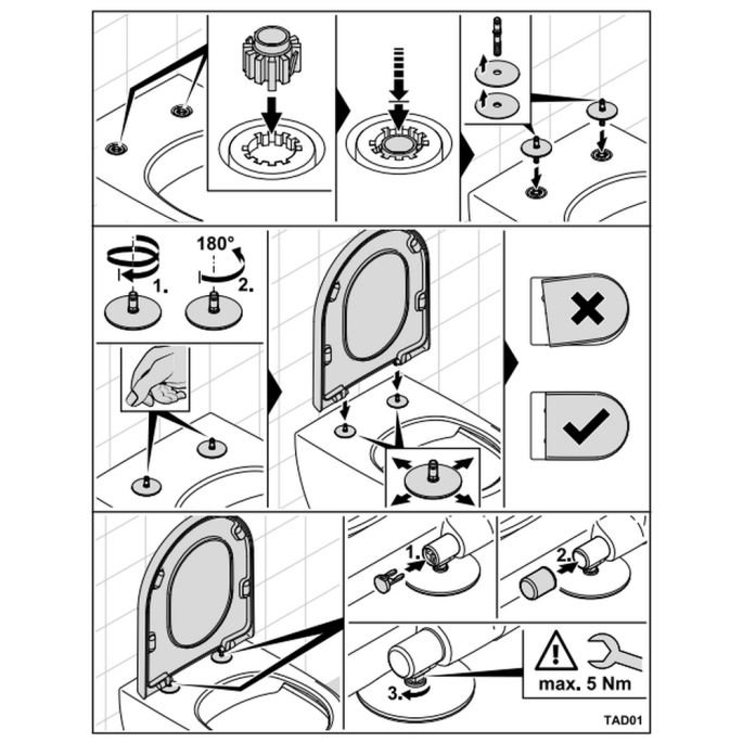 Villeroy en Boch Subway 3.0 92094661 set vaste scharnieren chroom