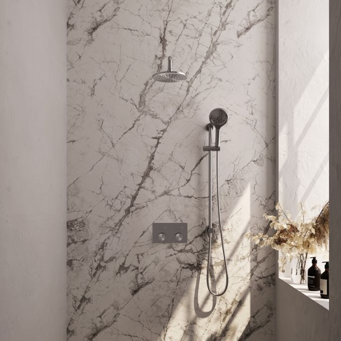 Brauer Carving 5-NG-204 thermostatische inbouw regendouche met drukknoppen SET 69 RVS geborsteld PVD