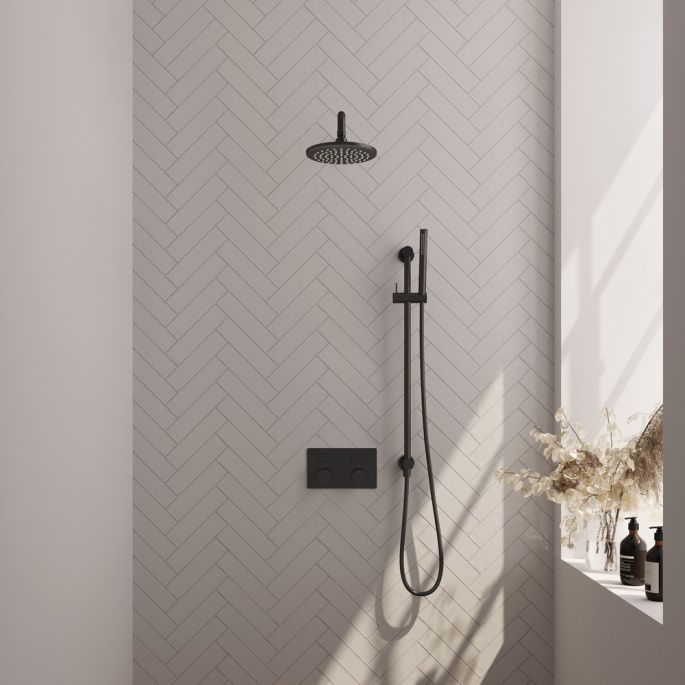 Brauer Carving 5-S-198 thermostatische inbouw regendouche met drukknoppen SET 63 mat zwart