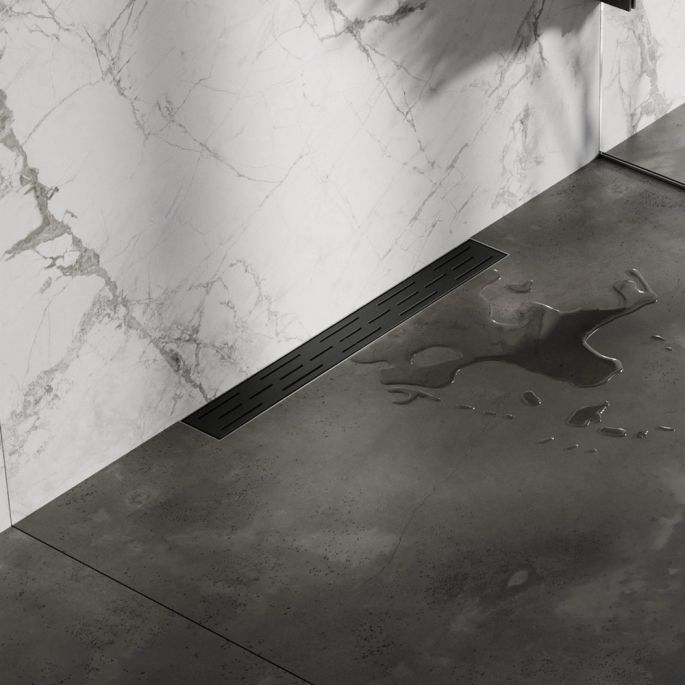 Brauer DR-SRFW60S douchegoot met standaard rooster en flens voor wandmontage 7 x 60cm mat zwart