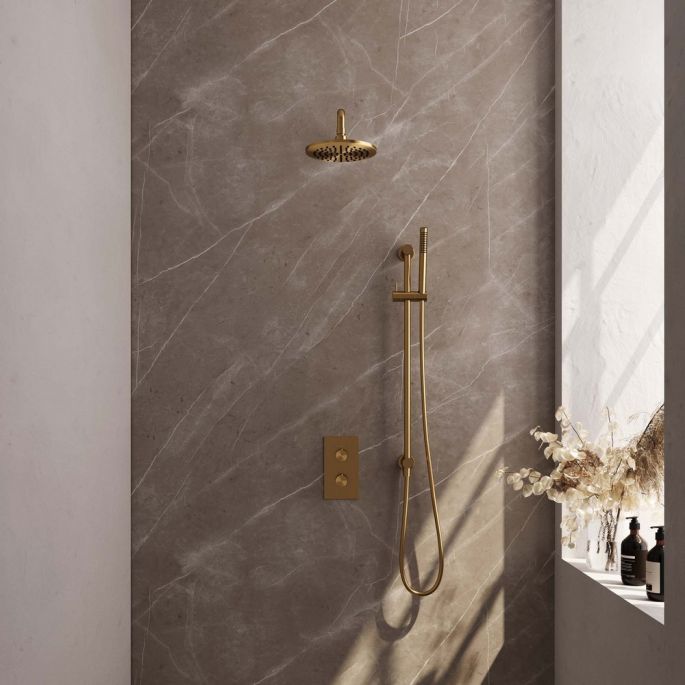 Brauer Edition 5-GG-062 thermostatische inbouw regendouche 3-weg omstelling SET 39 goud geborsteld PVD