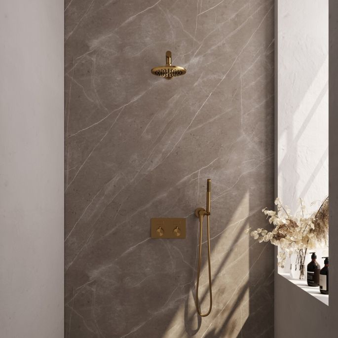 Brauer Edition 5-GG-160 thermostatische inbouw regendouche met drukknoppen SET 49 goud geborsteld PVD