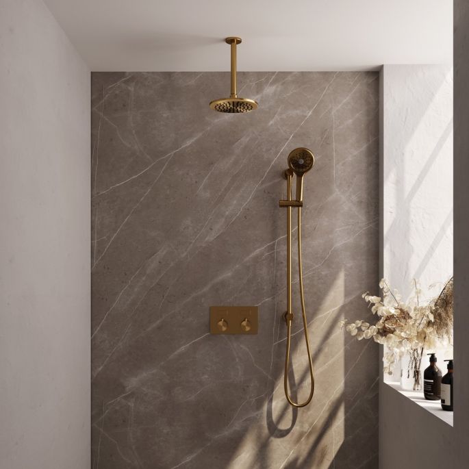 Brauer Edition 5-GG-182 thermostatische inbouw regendouche met drukknoppen SET 71 goud geborsteld PVD