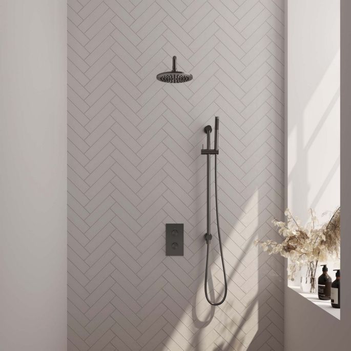 Brauer Edition 5-GM-062 thermostatische inbouw regendouche 3-weg omstelling SET 39 gunmetal geborsteld PVD