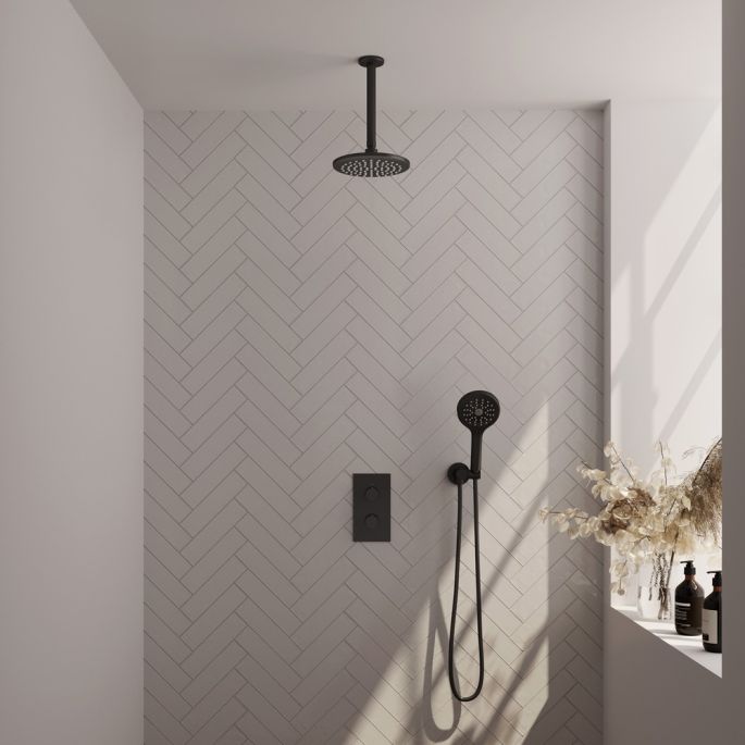 Brauer Edition 5-S-060 thermostatische inbouw regendouche 3-weg omstelling SET 35 mat zwart