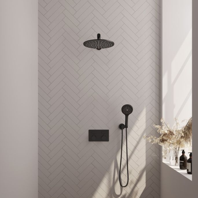 Brauer Edition 5-S-167 thermostatische inbouw regendouche met drukknoppen SET 56 mat zwart