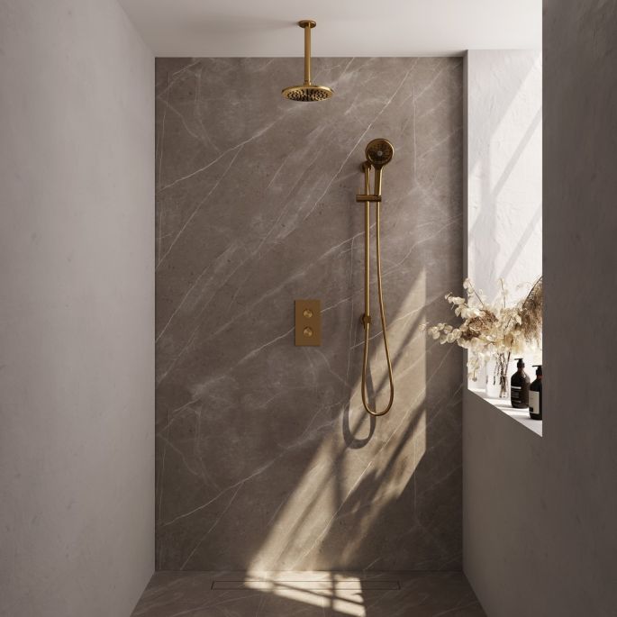 Brauer Edition 5-GG-072 thermostatische inbouw regendouche 3-weg omstelling SET 47 goud geborsteld PVD