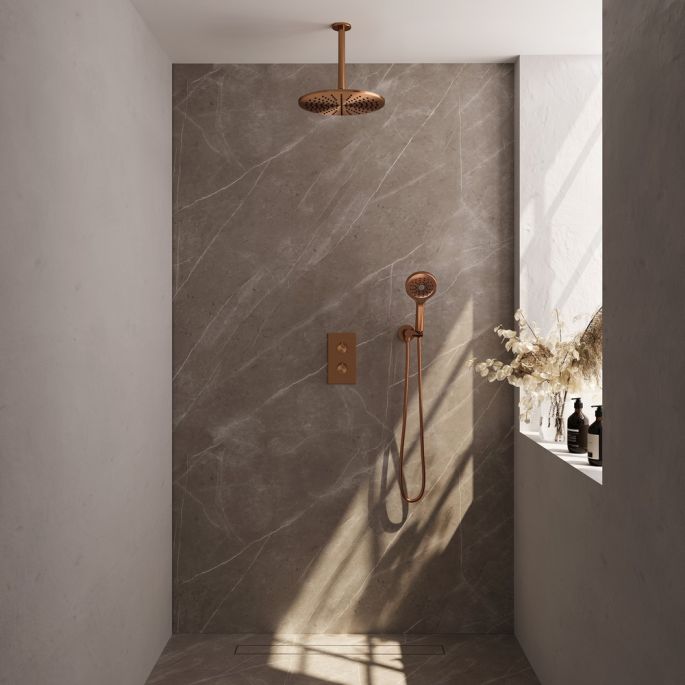 Brauer Edition 5-GK-061 thermostatische inbouw regendouche 3-weg omstelling SET 36 koper geborsteld PVD