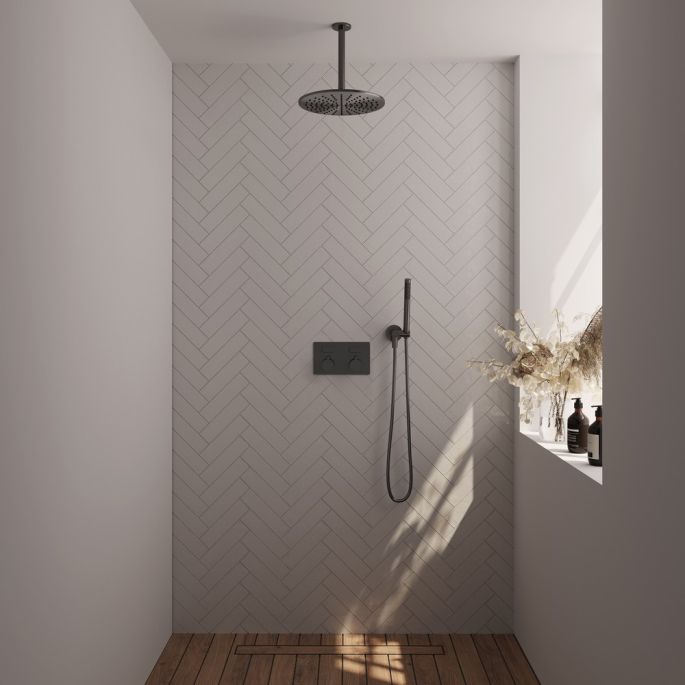 Brauer Edition 5-GM-165 thermostatische inbouw regendouche met drukknoppen SET 54 gunmetal geborsteld PVD