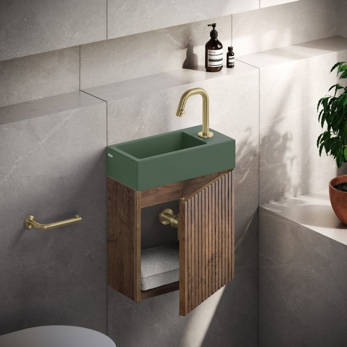 Clou Verti CL07106703664R fonteinonderkast met geribbelde deur, donker eiken, rechts