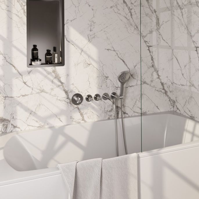 Brauer Carving 5-NG-094 thermostatische inbouw badkraan SET 02 RVS geborsteld PVD