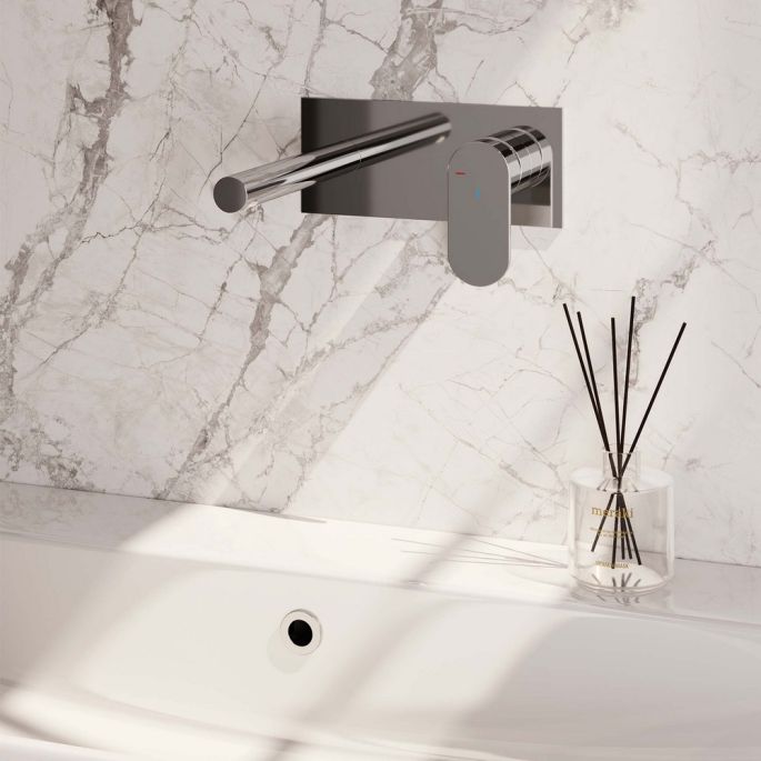 Brauer Edition 5-CE-004-S3 inbouw wastafelmengkraan met rechte uitloop en afdekplaat model C1 chroom