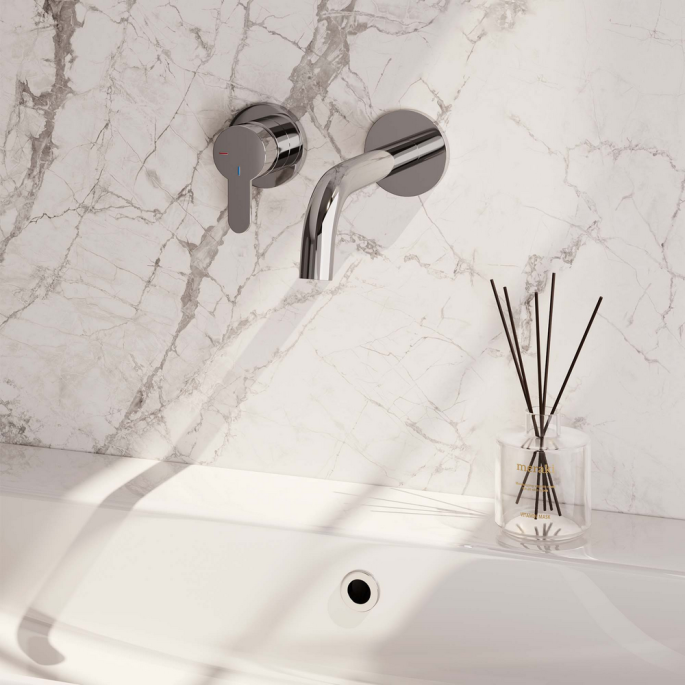 Brauer Edition 5-CE-083-B4-65 inbouw wastafelmengkraan met gebogen uitloop en rozetten model D2 chroom